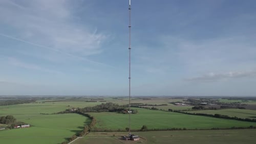 Aerial View Radio Tower Antenna Telecommunication Cellphone Communication Tower - Dolly Shot