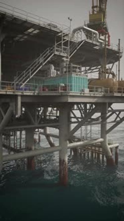Exploring the Intricate Structure of an Oil Rig in Serene Ocean Waters