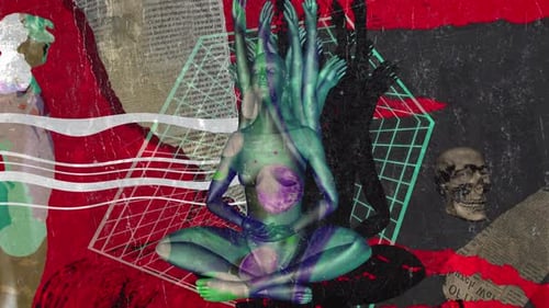 Surreal Glitch Art Meditation Collage Animation