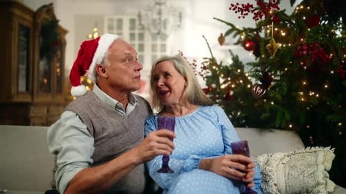Senior Couple Celebrates Christmas at Home