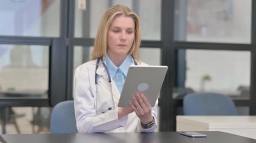 Young Female Doctor Using Digital Tablet in Hospital