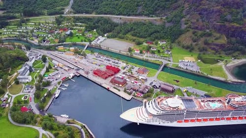 Flam Aerial View Sognefjord in Norway