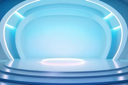 podium Futuristic showcase with platform for product displaying. Empty modern stage display