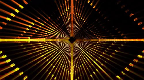 Futuristic Glowing Orange Data Stream Tunnel Loop Background