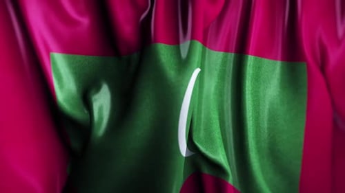 Waving Maldives National Flag