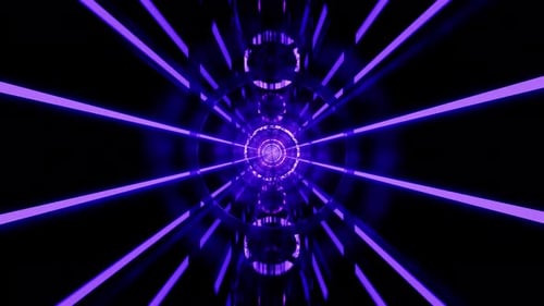 Purple Round Circle Tunnel With Mirrored Floor Vj Loop Background