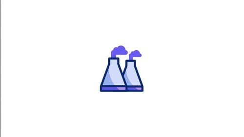 Animated Factory Chimneys Icon Emitting Smoke Flat Design