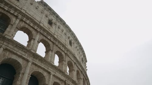 Bottom View of the Colosseum in Rome Italy Action Ancient Rome Architecture Concept of Tourist