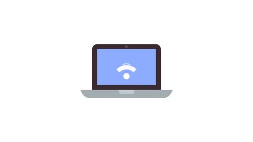 Flat Design Laptop Wi-Fi Connection Animation