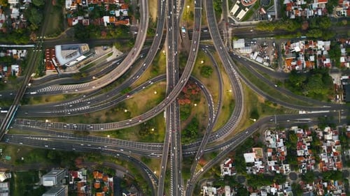 Highway from above Daylight Drone view Rotation