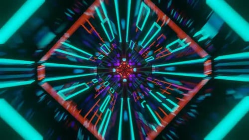 3d render cinematic tunnel, symmetrical chaos, some sort of visual composition, endless loop