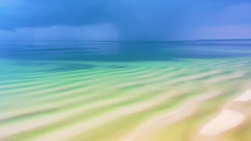 Cape Cod Aerial Drone of Tidal Pools and Dunes with Storm Clouds Above