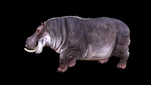 Realistic 3D Animated Hippopotamus Walking