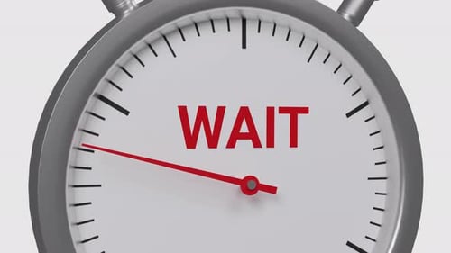 3D Animated Stopwatch with 'WAIT' Text