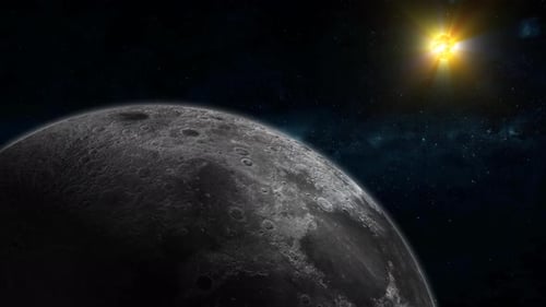 Rotated 3d Moon Sun On Space
