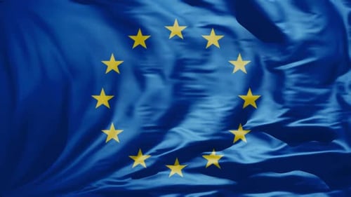 Realistic Waving European Union Flag Animation Loop