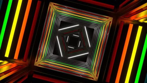 Rainbow Neon Motion Effect Tunnel Background Vj Loop In 4K