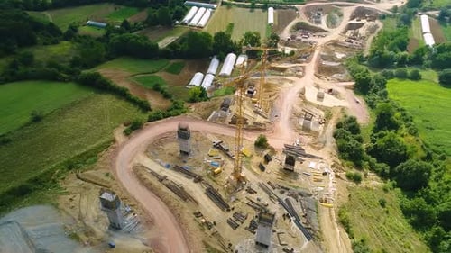 Aerial View of Highway Construction Site