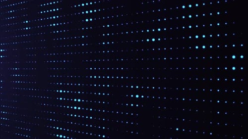 Dynamic Glowing Blue Dots in Digital Grid