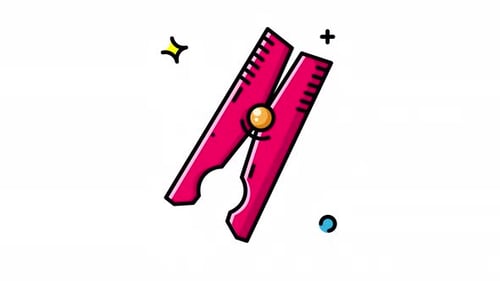 Animated Laundry day brightened by a pink clothespin with a yellow spring.