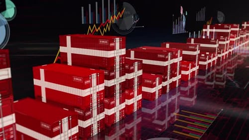 Denmark export cargo containers with charts and diagrams