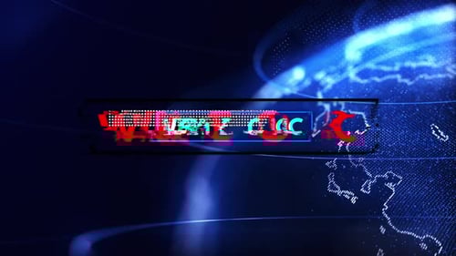 Animação Writesonic A.I. Text Glitch Style com partículas de terra 3D e fundo brilhante