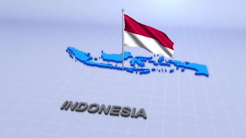 Indonesien-Karte mit Flagge
