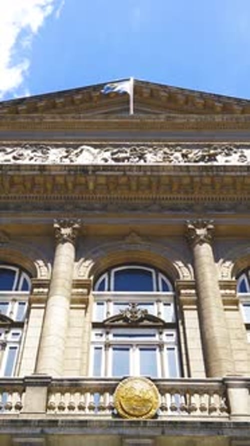 Vertical of Colon theater, opera house of Buenos Aires Argentina front building