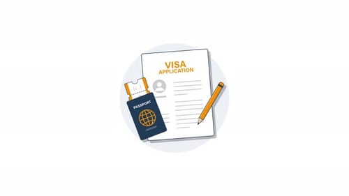 Animated Flat Design Visa Application Process