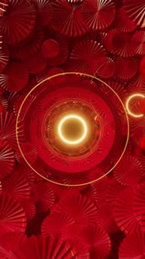 Through The Festive Paper Fan Tunnel 01 HD