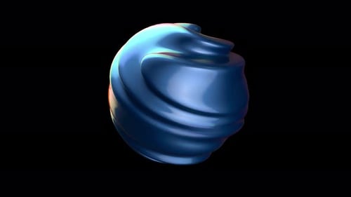 Abstract Blue Wavy Sphere on Black Bg Rotate Endless
