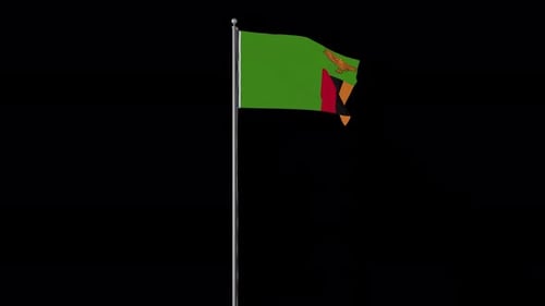 Zambia National Flag Waving Animation
