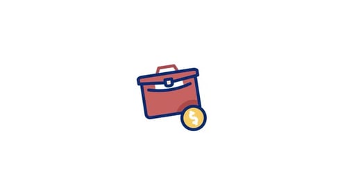 Animated Flat Design Briefcase Icon with Dollar Sign