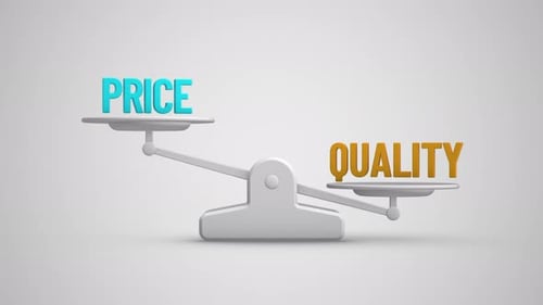 Price vs Quality balance scale looping animation