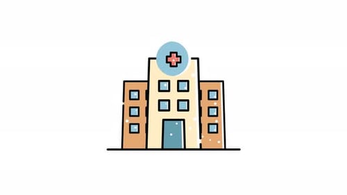 Animated Hospital Building Line Art Reveal