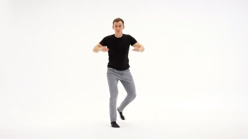 Man Exercising Actively on White Background
