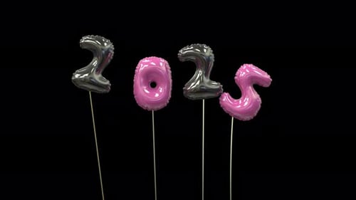 New Year Celebration 3D Balloon Numbers Animation