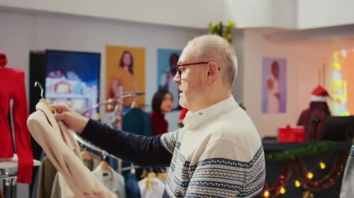 Old Customer in Xmas Ornate Shop