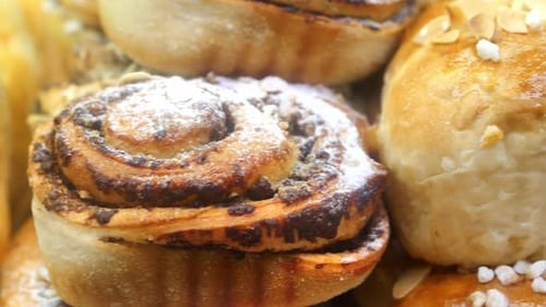 Close Up Cinnamon Danish Roll on Table