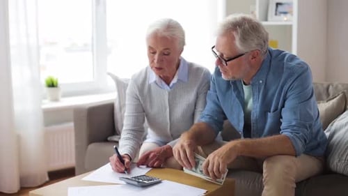 Senior Couple Managing Finances at Home Together