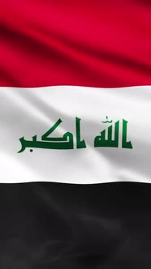 Realistic Waving Flag of Iraq with Arabic Calligraphy