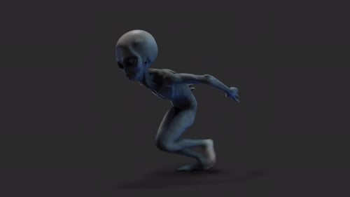 Grey Alien Low Run With Shadow 02