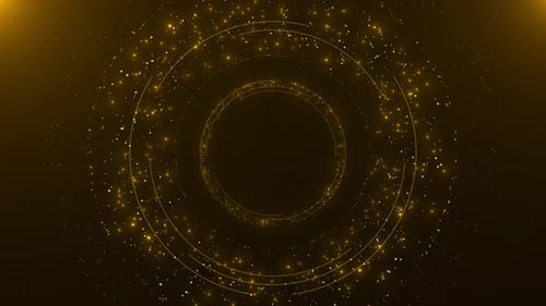 Abstract Golden Particle Rings Motion Background