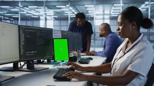 Admin Using Isolated Screen Tablet Working in Server Farm