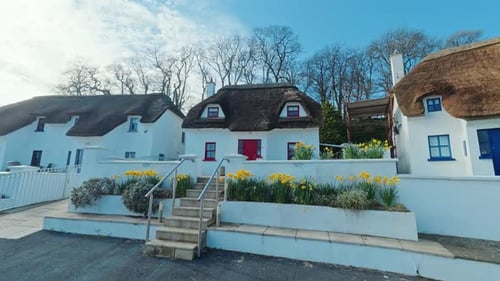 Spring arrives in Dunmore East Waterford thatched holiday homes in lower village