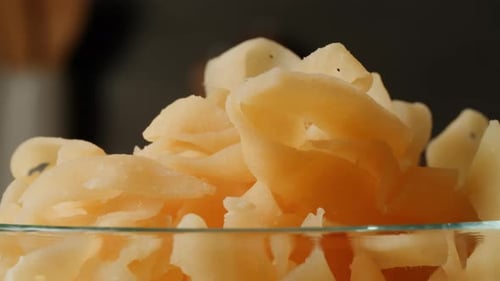 Close Up of Fresh Sliced Potatoes in Bowl