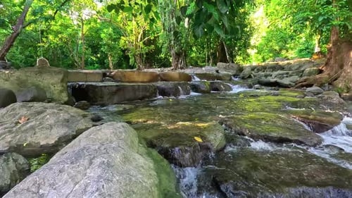 Clear green river in the forest. Humaira Bathing Pool. Vacation, travel, holiday, honeymoon concept.