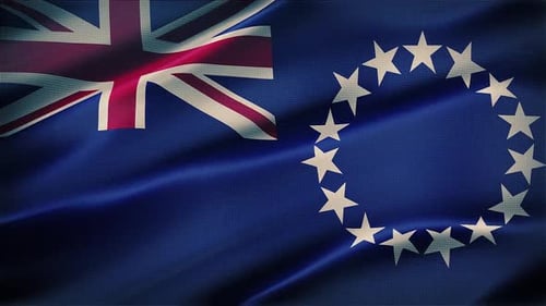 Cook Islands Flag Realistic Waving Background Animation