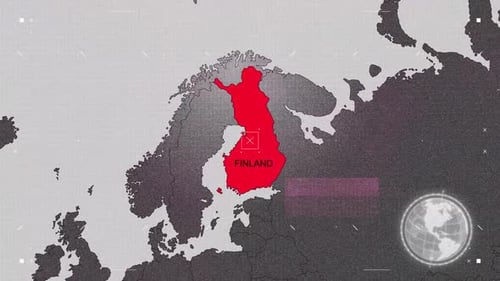 Finland Map Red And Gray With Effects