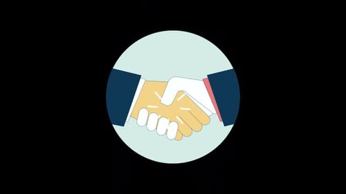 Animated Flat Design Handshake Icon for Business Agreement